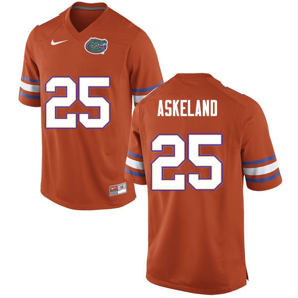 Men #25 Erik Askeland Florida Gators College Football Jerseys Orange